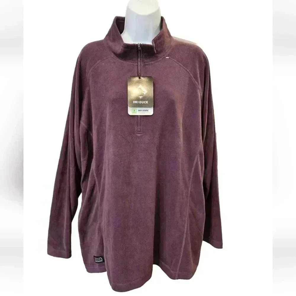 DRI-DUCK Fleece Pullover 3XL Womens Plum Quarter Zip Soft Cozy UPF 50+ NWT